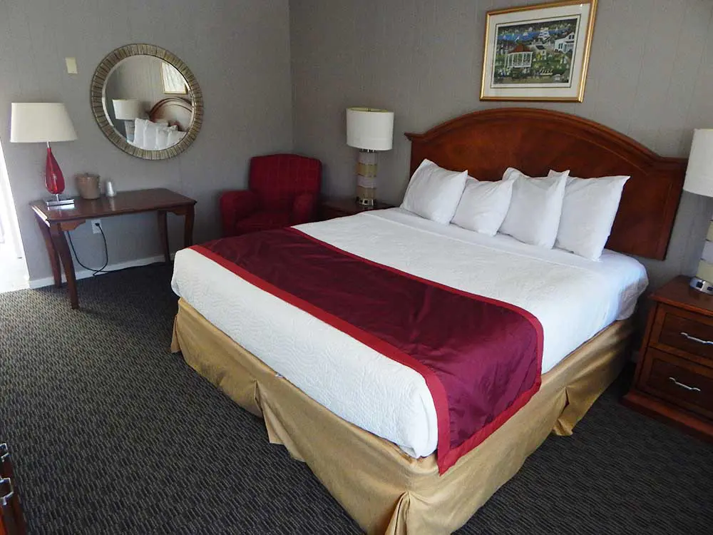motel room with king bed