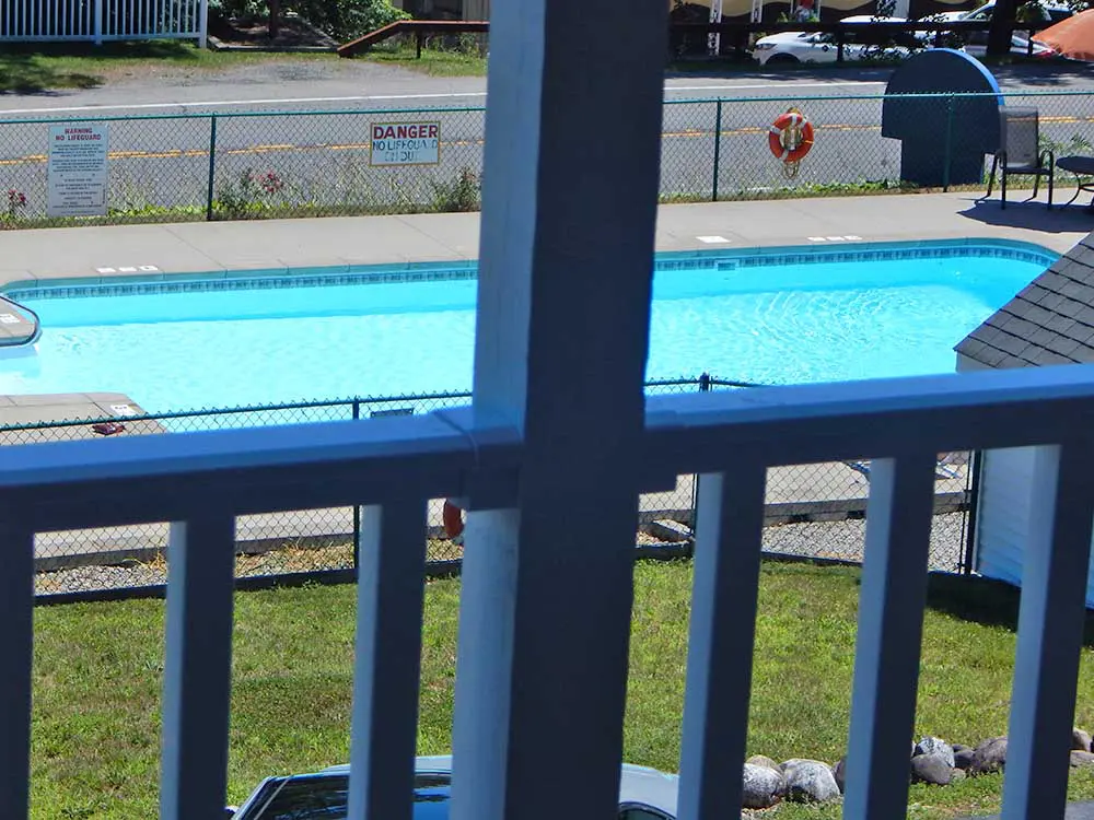 View of pool from balcony